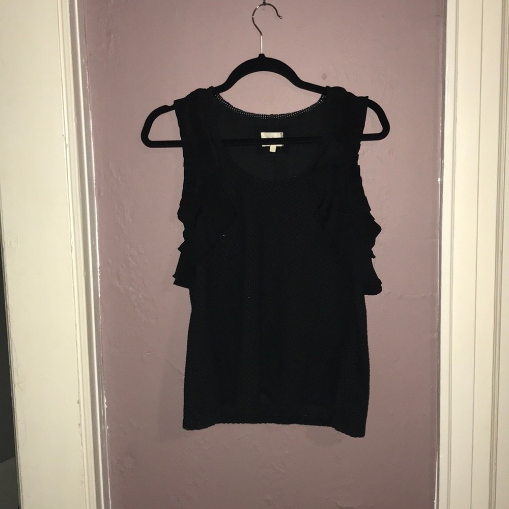 Black ruffle sleeveless top